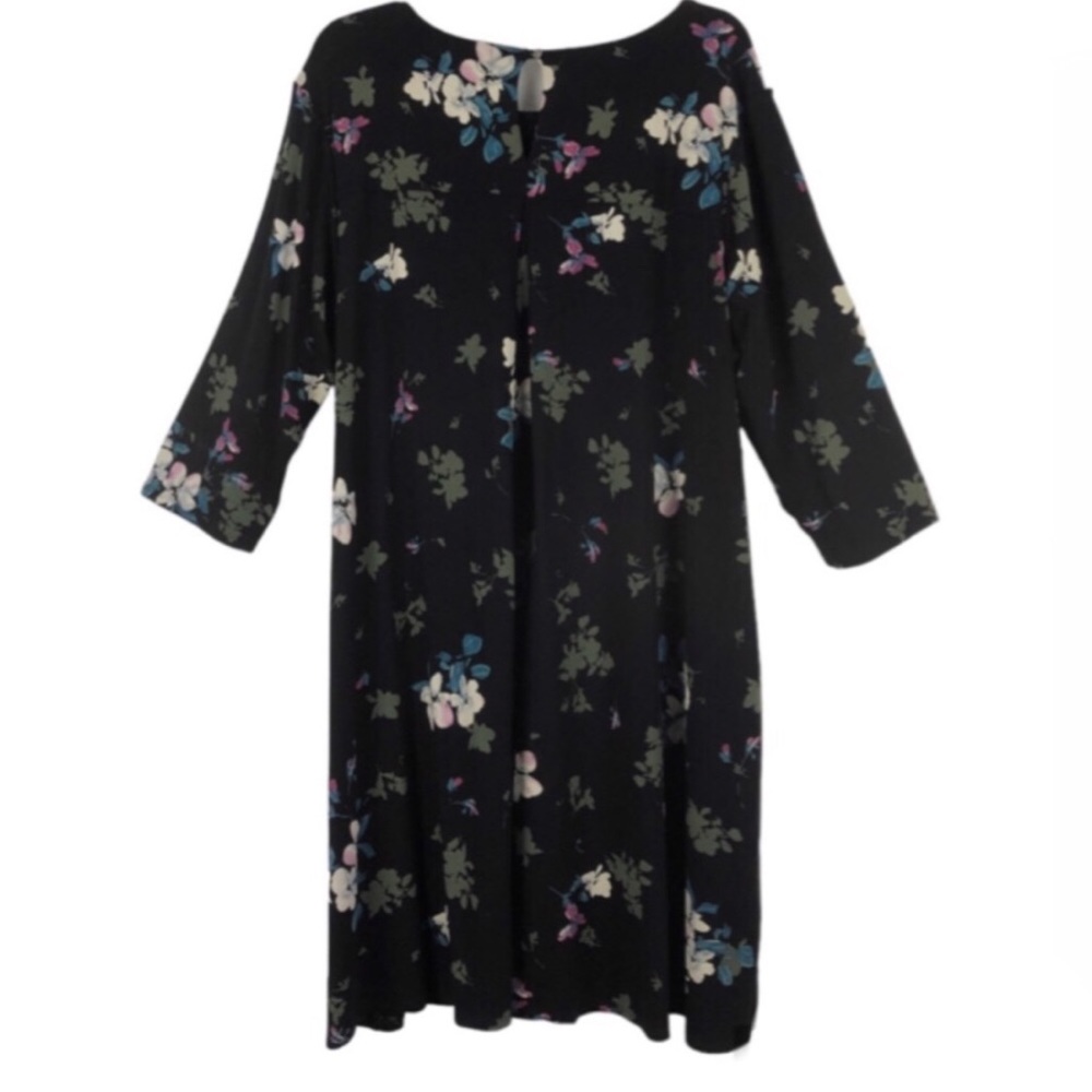 J Jill Wearever Perfect Black Floral Ballet Sleeve Dress Size 2X - Picture 4 of 16